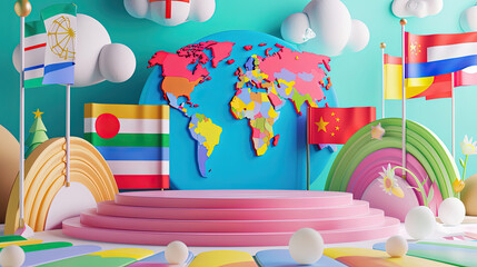 3d podium for international friendship day