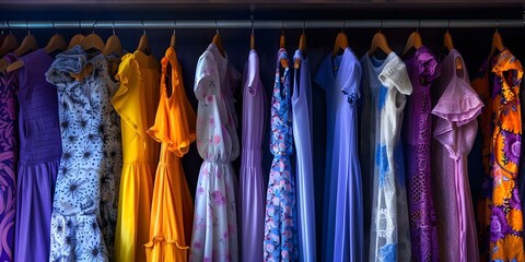 Stylish wallpaper for a womens closet featuring summer dresses and shirts. Concept Closet Makeover, Summer Fashion, Wallpaper Design, Stylish Decor, Women's Closet