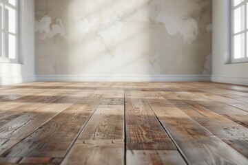 Empty bedroom interior background wooden floor created with Generative AI