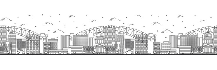 Seamless pattern with outline Little Rock Arkansas City Skyline. Modern Buildings Isolated on White. Little Rock USA Cityscape with Landmarks.