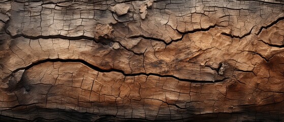 Fototapeta premium Detailed tree bark with deep grooves, earthy background