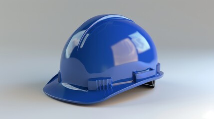 Fototapeta premium A blue hard hat and safety gear, set against a white backdrop in a 3D rendering