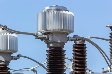 High voltage power transformer substation.High voltage electric power transformers