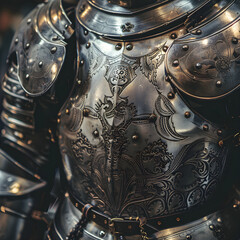 Intricately Designed Medieval Knight's Armor Highlighting Expert Metal Craftsmanship and Design