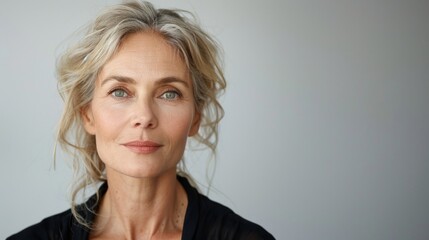 portrait of a beautiful middle-aged Caucasian blonde, studio shot on a white background. well-groomed woman over 50 years old © Photolife  