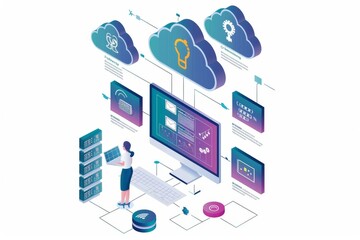 Advanced cloud computing with secure digital connections and modern data protection systems.