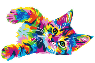 Obraz premium Adorable playful kitten with vibrant fur playing with a ball of yarn