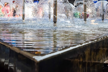 Fountain in the complex of Bharat Mandapam formally known as Pragati Maidan in Delhi India, working fountain in the Bharat Mandapam complex, water in the fountain, fountain in the Bharat Mandapam Park