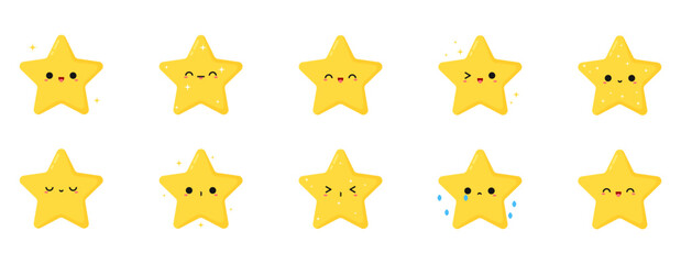 Star emoji with sparkle icon sticker face cute illustration