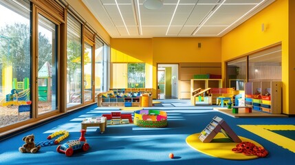 empty classroom of a daycare center without children and teacher