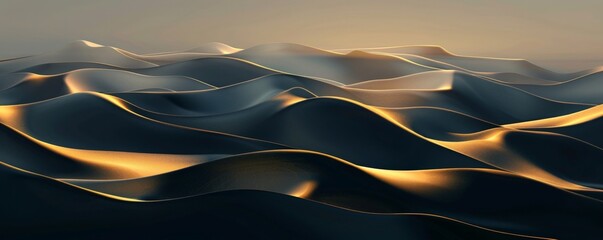 Majestic Sunset Over Golden Sand Dunes - Tranquil Desert Landscape Illuminated