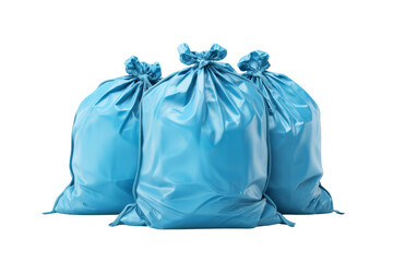 Symphony of Three Blue Bags on a White or Clear Surface PNG Transparent Background.