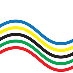 abstract colorful wave background with Olympics ring colors. sport concept, multicolor striped frame, eps10