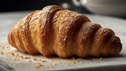 Croissant Couture A Culinary Work of Art"/ Step into the world of haute cuisine with this film highlighting the elegance and sophistication of a freshly baked croissant. Against an isolated backdrop