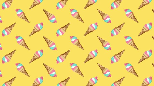 Seamless pattern video with ice cream vector illustration