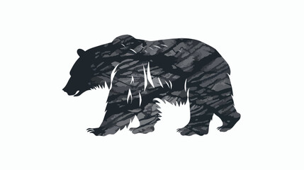 Modern logotype with silhouette of bear. Logo with wi