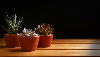 An office desk featuring a cluster of vibrant tropical plants like mini palms, ferns, 