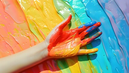 Hand paint rainbow color for lgbtq community.