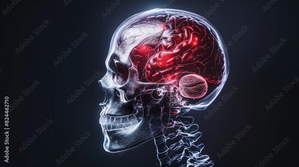 Wall mural A precise and realistic depiction of the human brain's limbic system, highlighting areas like the amygdala and thalamus, set against a clear white background to emphasize the details. 