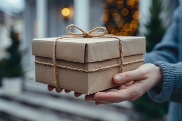 Express delivery personnel and cardboard boxes