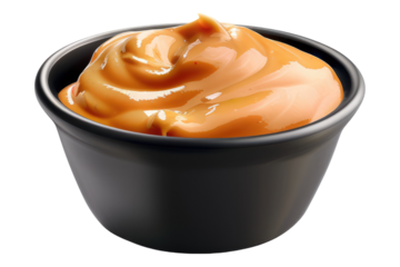 Bowl of sriracha mayo dip sauce isolated on white back ground