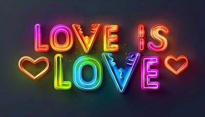  love is love rainbow neon light. Happy pride day. LGBTQ Pride Month
