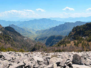 landscape with lake and blue sky