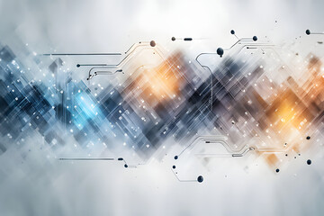 Abstract background with blue and purple lines and dots. The lines and dots appear to form a spherical shape in the center of the image. The overall impression is one of movement and energy.