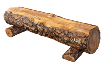 Cedar log bench isolated on white back ground