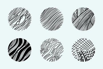 Set of Abstract Round, Hand drawn doodle shapes.