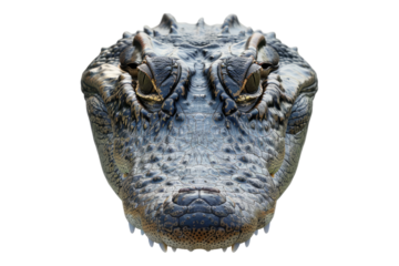 Crocodile face shot isolated on white background