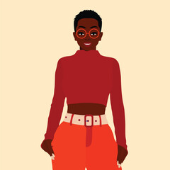 Stylish afro black woman in elegant art style vector