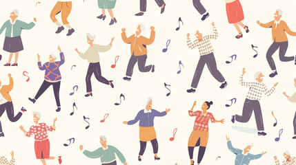 Old people at dance party pattern. Seamless background