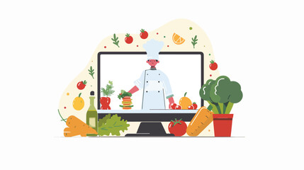 Online cooking course internet recipe. 