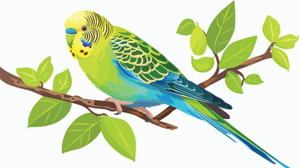 Cute budgerigar. Exotic budgie tropical parrot sitting