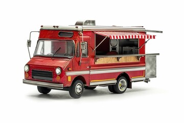 Miniature food truck, isolated on white