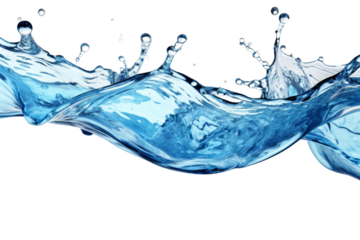 A Cascade of Dancing Azure Waters on a White or Clear Surface PNG Transparent Background.