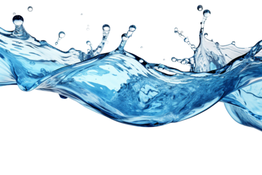 A Cascade of Dancing Azure Waters on a White or Clear Surface PNG Transparent Background.