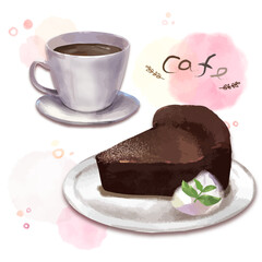 コーヒーとチョコケーキ　イラストセット