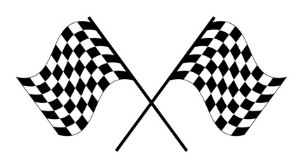 Crossed checkered racing flags. End of session flag displayed at the start and finish line to indicate the officially finished race, and is associated with the winner of the game. Illustration. Vector