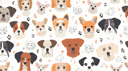 Cute dogs pattern. Seamless canine animal background