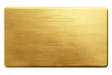 Golden rectangular plaque isolated on white background
