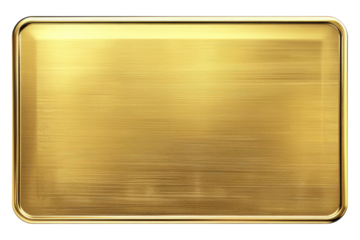 Golden rectangular plaque isolated on white background