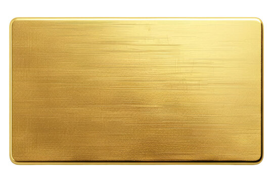 Golden rectangular plaque isolated on white background