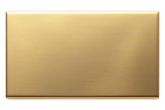Golden rectangular plaque isolated on white background