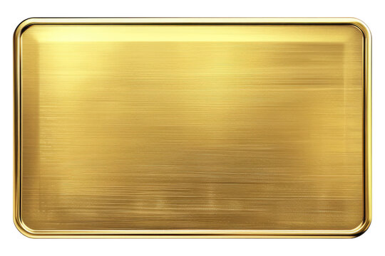 Golden rectangular plaque isolated on white background