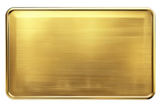 Golden rectangular plaque isolated on white background