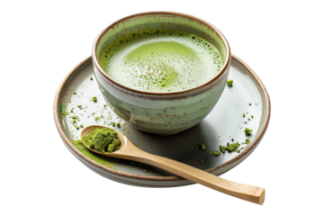 Matcha tea bliss isolated on white background