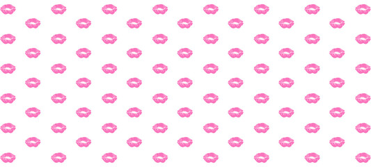 Colorful Pink lips seamless pattern on white background. Paper print design. Abstract retro vector illustration. Trendy textile, fabric, wrapping. Modern space decoration
