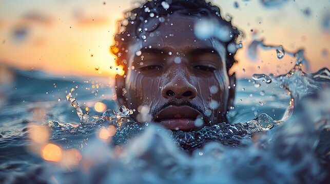 An image of a person emerging from water, representing cleansing and new beginnings. image